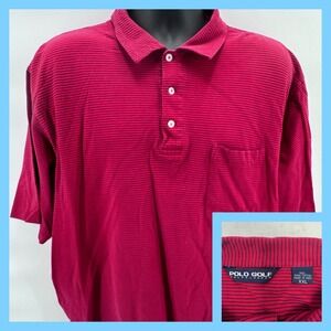 Polo Golf Ralph‎ Lauren Mens Red Black Stripe Pima Cotton Polo Shirt XXL